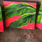 Emma Kay Robinson "Triptych Leaves" Oil on Canvas 15"x15" (3)